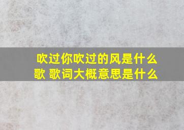 吹过你吹过的风是什么歌 歌词大概意思是什么